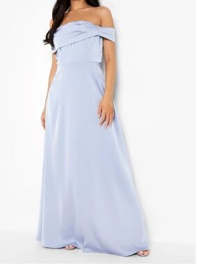 Petite Detail Drape Bardot Maxi Dress